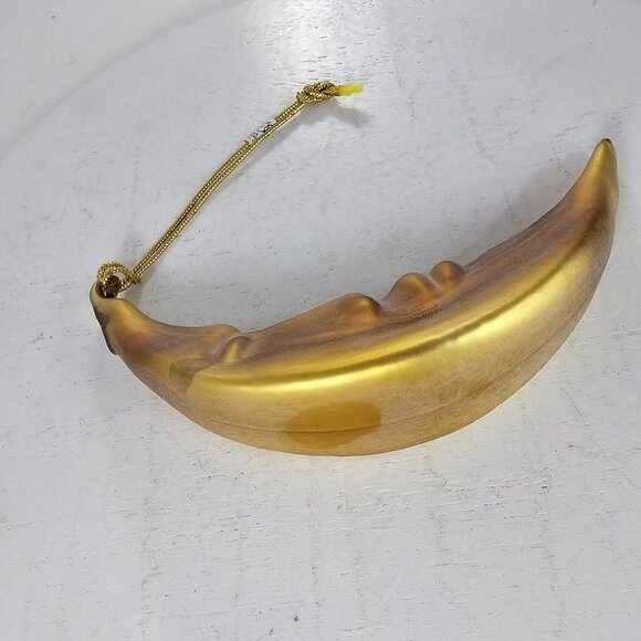 Vintage Department 56 Frosted Gold Mercury Glass Moon Ornament 5 1/2 inch - Picture 7 of 8